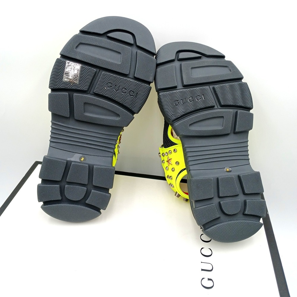 GUCCI SHOES MENS AGURU STUD‎ STAR LEATHER SANDALS YELLOW $1,150 Size 8 - Picture 8 of 12